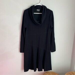Athleta Black Long Sleeve Sweater Cowl Neck Dress Wool Warm